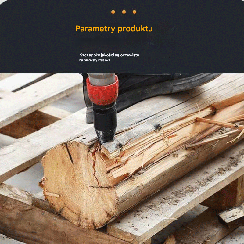 【Kup 1, otrzymaj 1 za darmo】【Wiertło do rozbijania drewna o średnicy 50 mm + 3 rodzaje adapterów o różnych wymiarach】Elektryczne wiertło do rozbijania drewna z wzmocnionego stali, mocne i oszczędzające siłę
