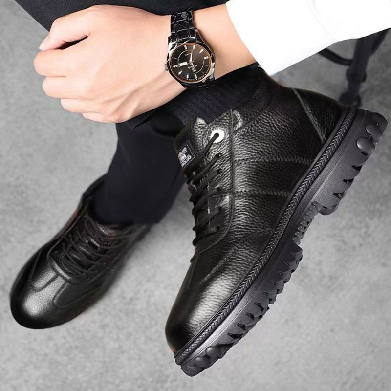 【39-44】Męskie buty zimowe wykonane z grubej skóry i bawełny z podszewką z polaru