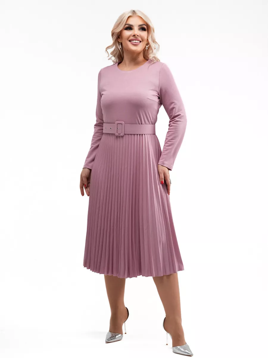 ✨【S-5XL】👗Jesień i zima 2025, nowa, modna, elegancka, wysokiej jakości plisowana sukienka w jednolitym kolorze-3860893