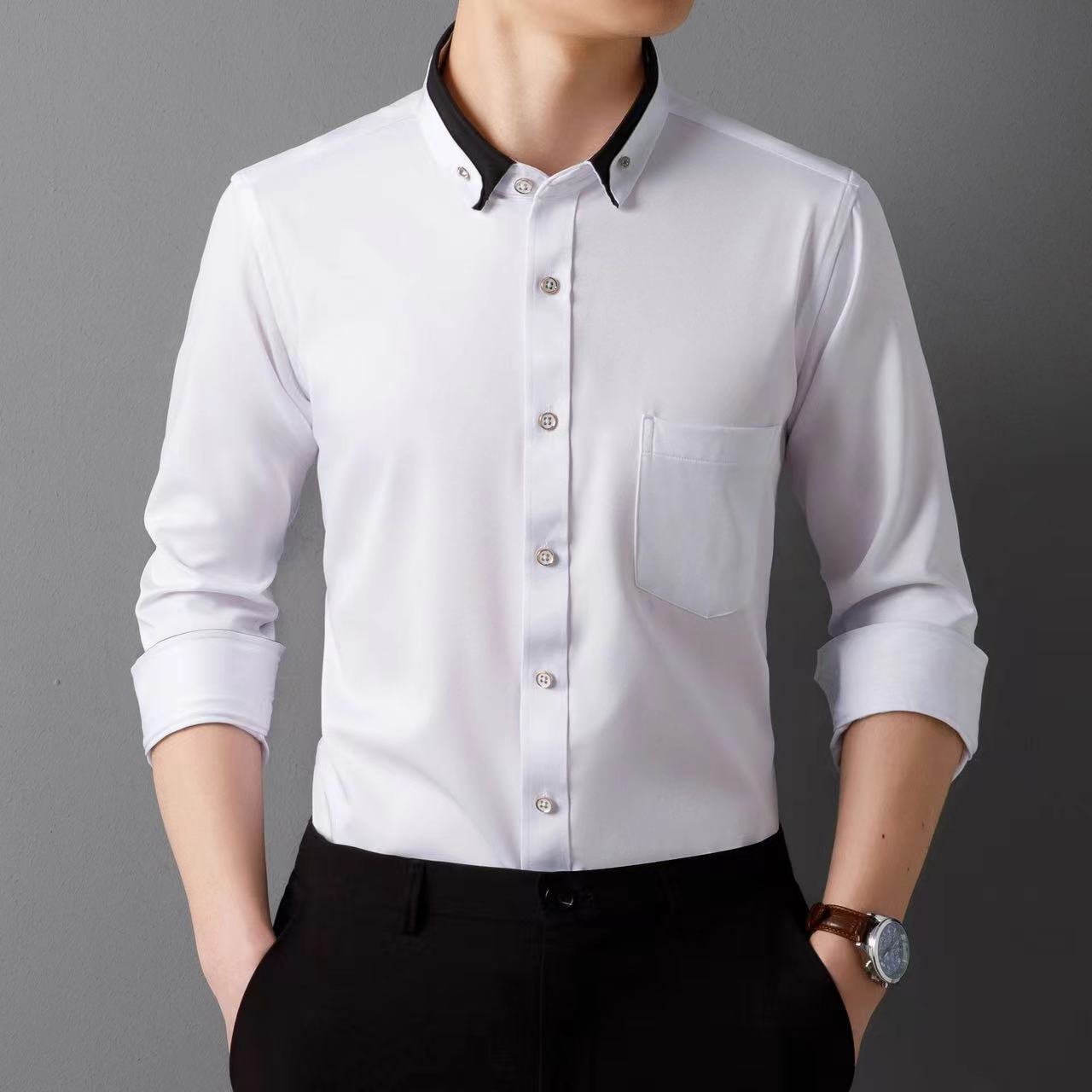 【S-4XL】👕2024 Jesienna nowa, oddychająca męska koszula biznesowa na co dzień