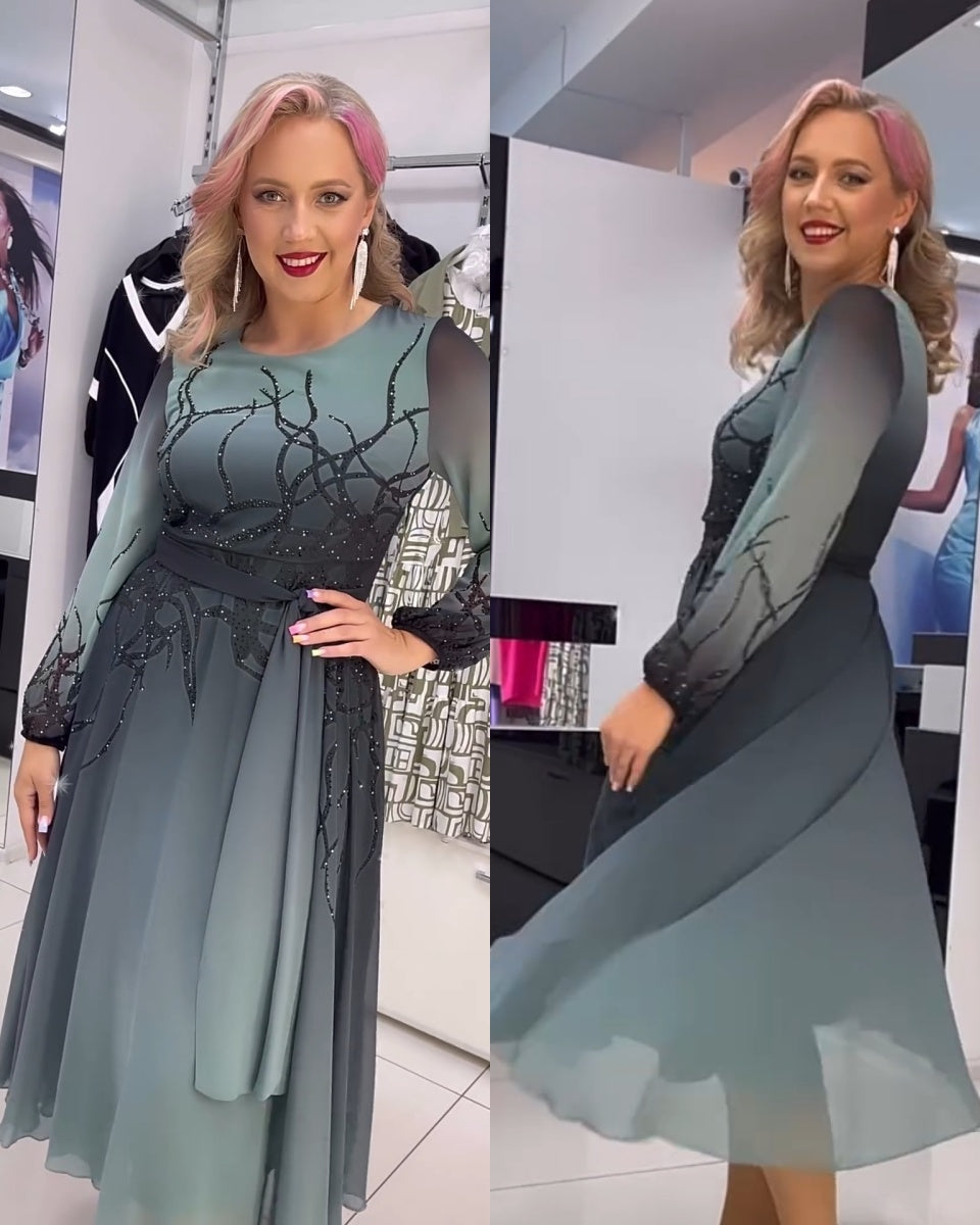 👗✨【S-5XL】🔥Luksusowa spódnica z szyfonu barwionego kryształkami🔥Nadaje się na oficjalne okazje--3716520