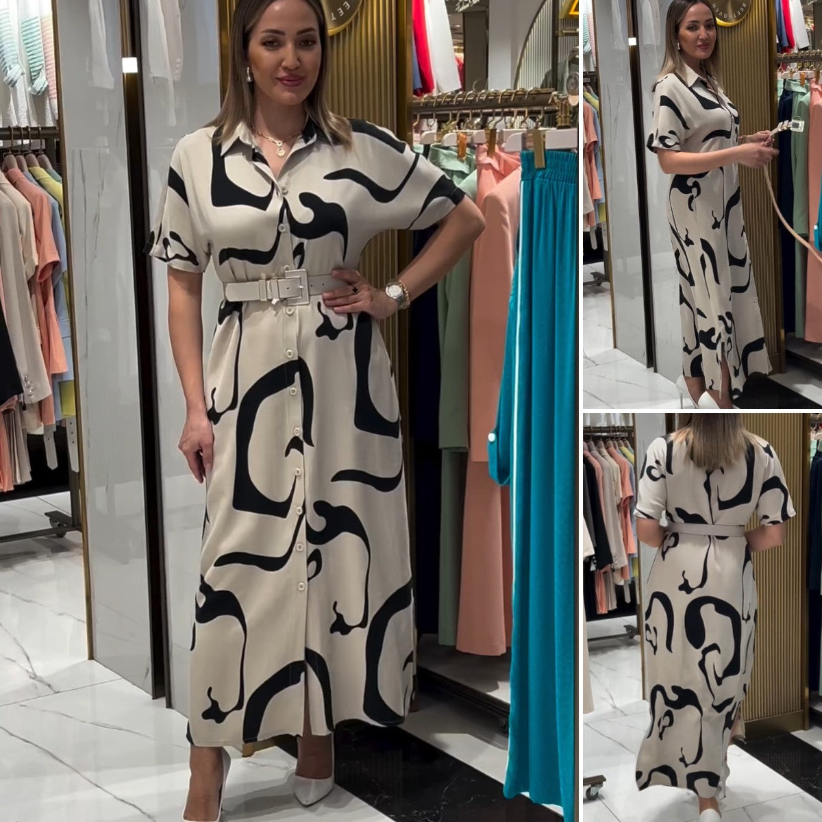 ✨【Wyprzedaż na koniec miesiąca – 50% zniżki na każdy produkt】👗【S-5XL】Elegancka sukienka z nadrukiem, podkreślająca talię