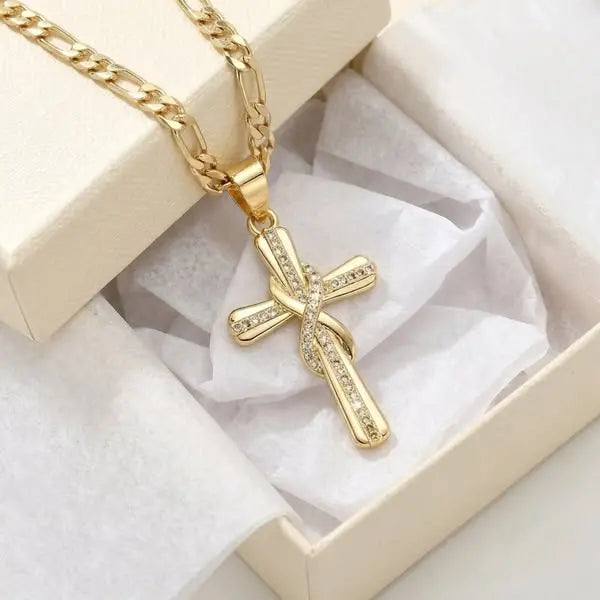 🎀💖Ogrlica s beskonačnim križem i dijamantima od 14 karata