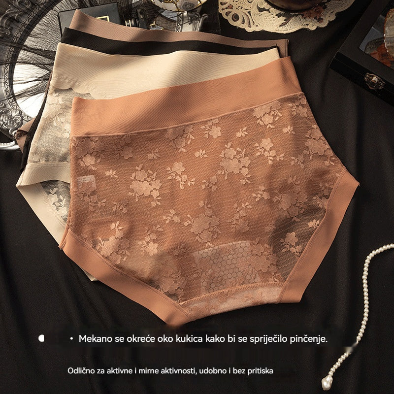 【28€】Set od 5 komada: crna + bordo + bež + smeđa + ciglasto crvena — ženske bešavne čipkaste gaćice visoke elastičnosti za kontrolu trbuha, oblikovanje i podizanje stražnjice