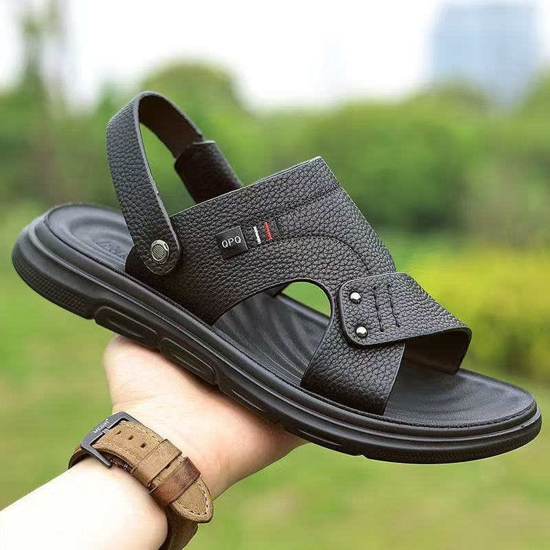 🐂【50%OFF】【38–44】Nowe skórzane sandały plażowe męskie z grubą podeszwą