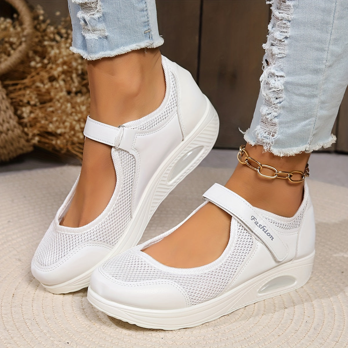 【35-43】Swobodne i wygodne, antypoślizgowe buty z siateczką na grubej podeszwie i poduszką powietrzną_3616017