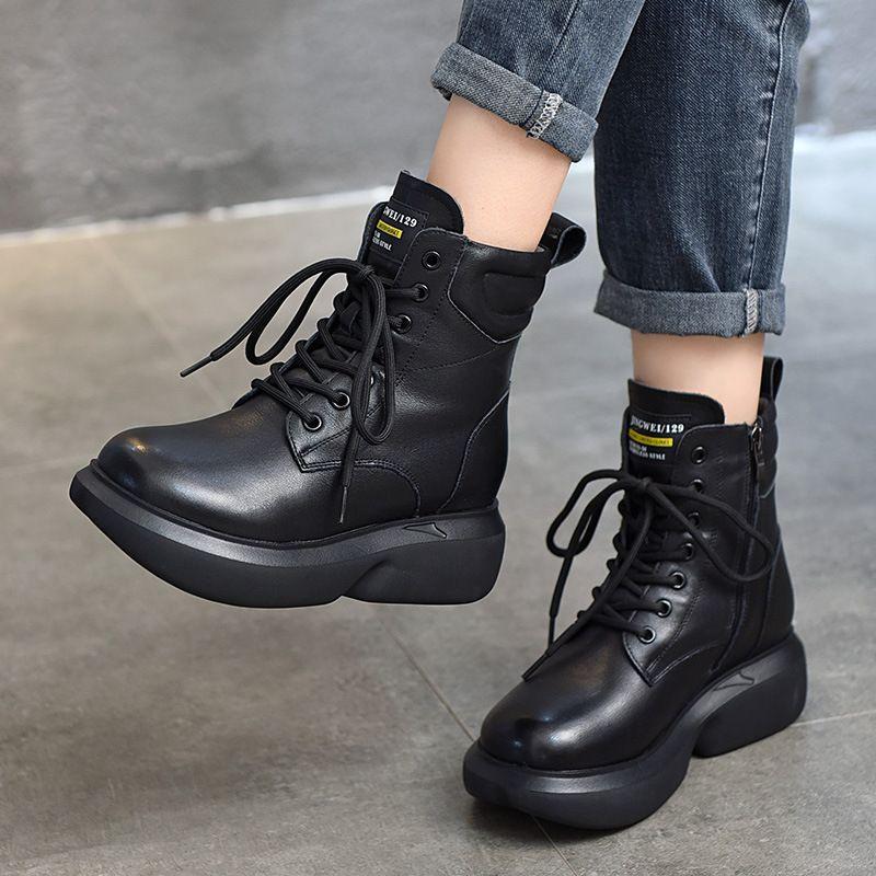 ❣️Ograniczona oferta z 43% zniżką 👢【35-40】Nowa kolekcja na zimę 2024 - modna damska skórzana martensy z ociepleniem - miękkie i wygodne--3829667