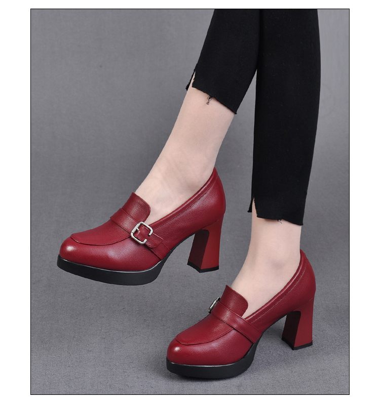 š ćRozmiary 35-40ćNowe skórzane buty na grubym obcasie z 2025 roku, modne damskie buty na wysokim obcasie-3881018