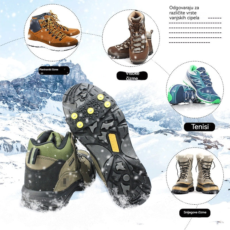 👴🚶🏔️❄️ 【50% popusta】 Nevidljive protuklizne dereze s pet zubaca, outdoor dereze protiv klizanja, pogodne za hodanje po snijegu, planinarenje, penjanje i zimske zaleđene površine, neizostavan sigurnosni dodatak za starije osobe.