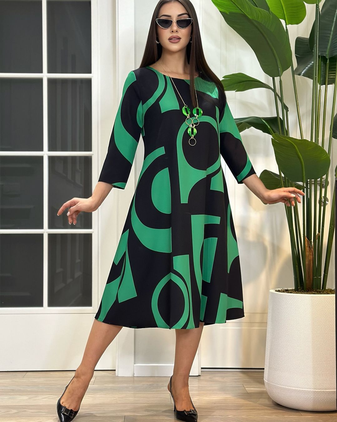 【50% zniżki】【S-5XL】👗Nowa elegancka sukienka w geometryczne linie