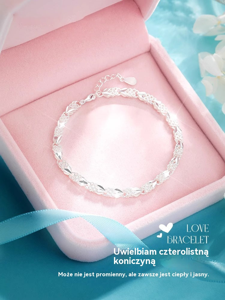 😀💖🍀Uwielbiam nową modną bransoletkę ze srebra próby 925 z czterolistną koniczyną dla kobiet【30% ZNIŻKI】