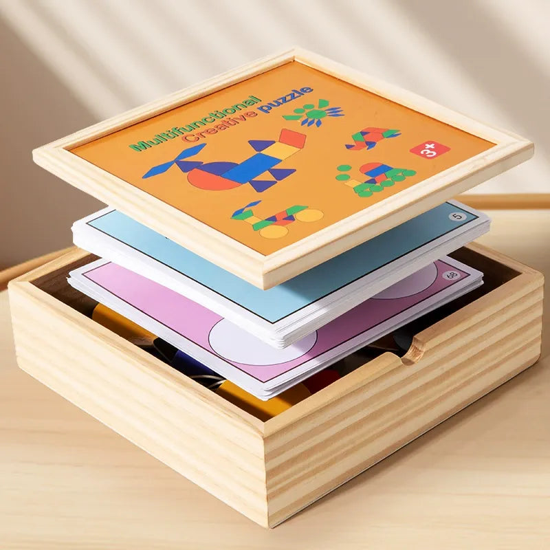 🔥【160 elementów】🧩Magnetyczna układanka tangram z geometrycznymi kształtami