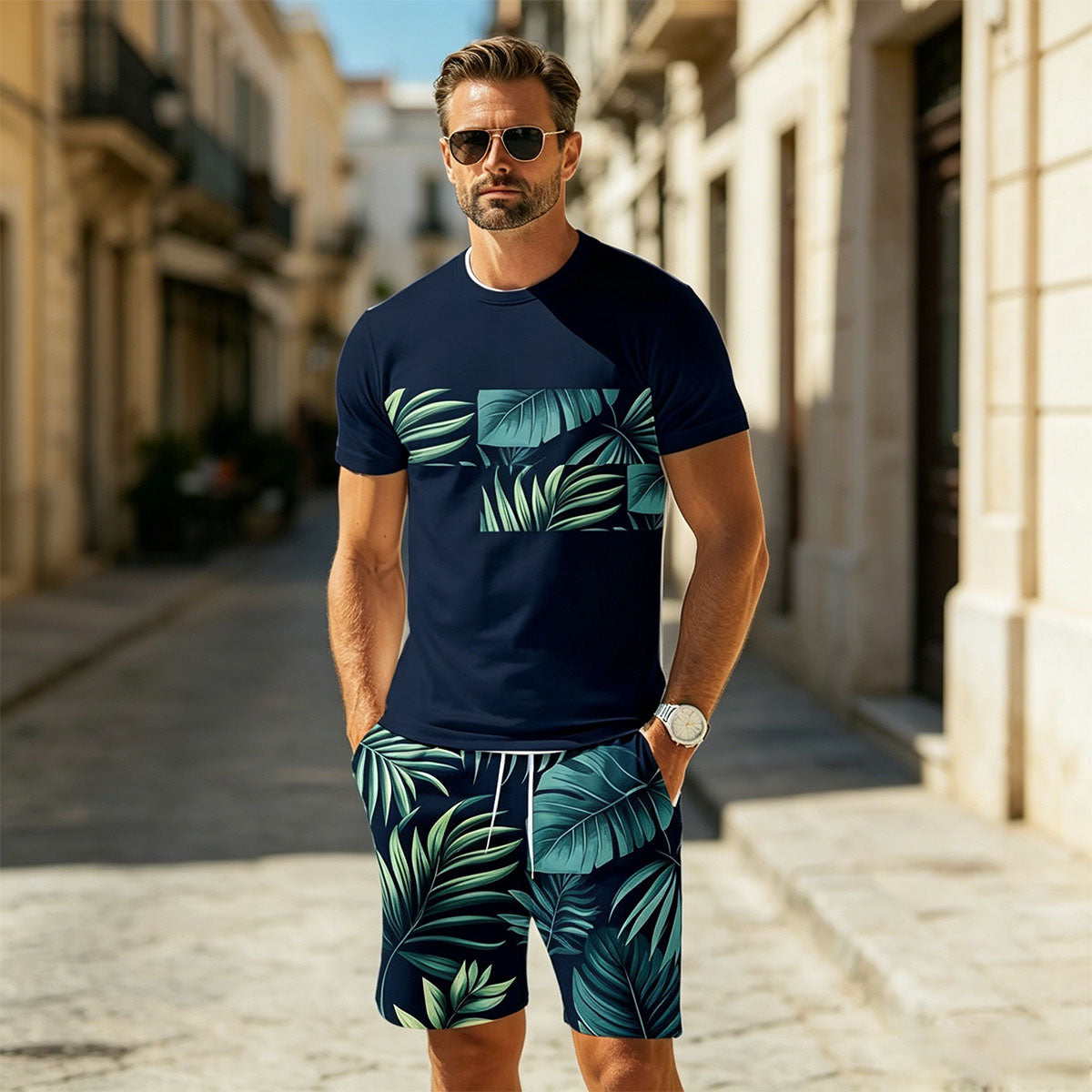 ✨👔👖【M-5XL】Muški ljetni sportski set od 2 dijela - udobna majica kratkih rukava i kratke hlače za svakodnevni život i dom