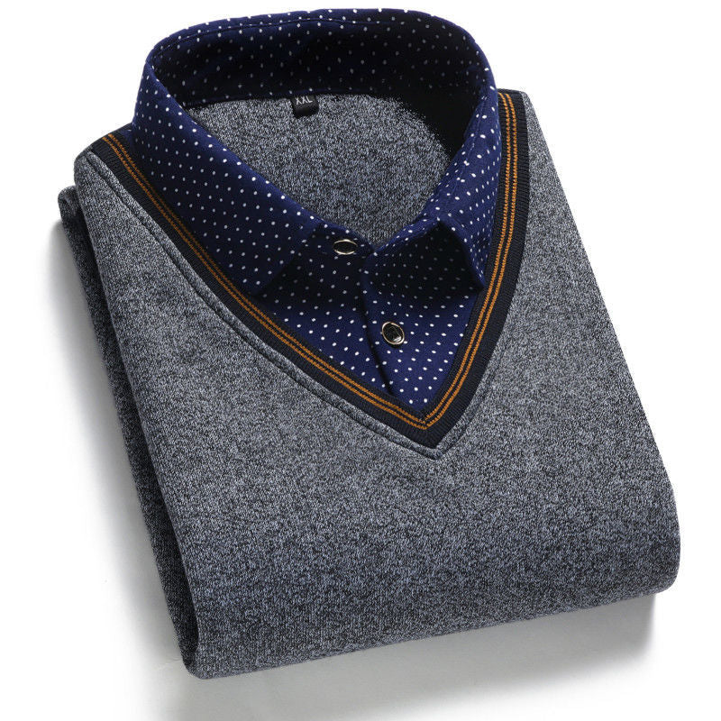 【50% rabatu】👔【M-4XL】Męski sweter z dzianiny z aksamitem i pogrubieniem zapewniającym ciepło
