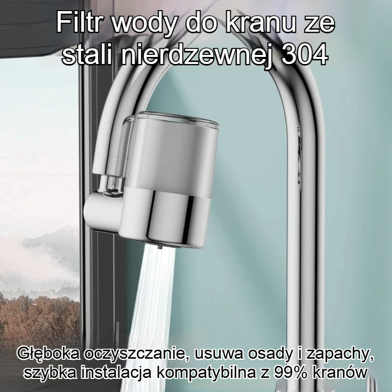💧【Oferta ograniczona czasowo -50%】✨ Filtr do kranu ze stali nierdzewnej 304|Głęboka filtracja, usuwa osady i nieprzyjemne zapachy, szybki montaż, kompatybilny z 99% kranów 🚰