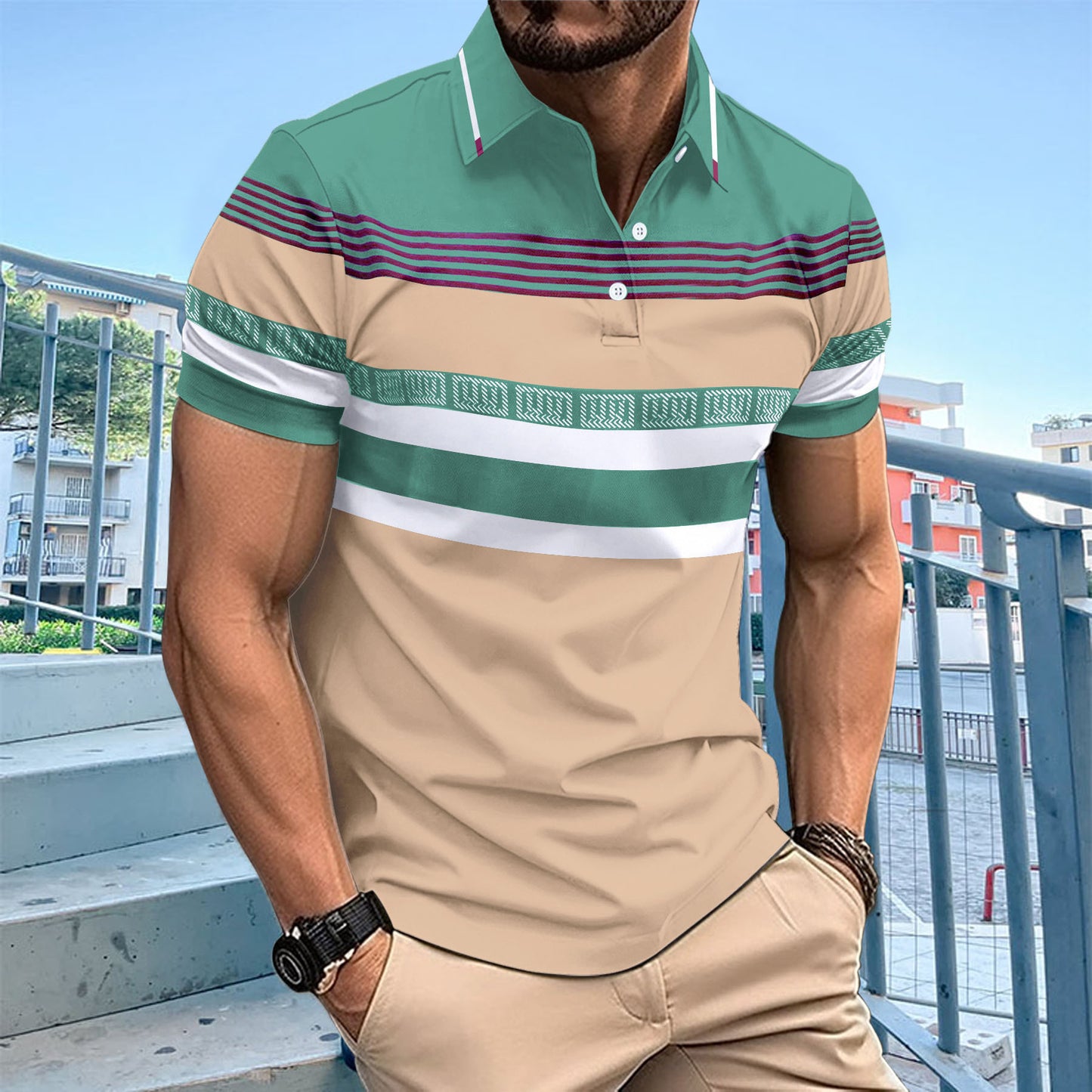 🔥Wyprzedaż magazynowa【Rozmiary S-5XL】Męska oddychająca koszulka polo z kołnierzykiem casual