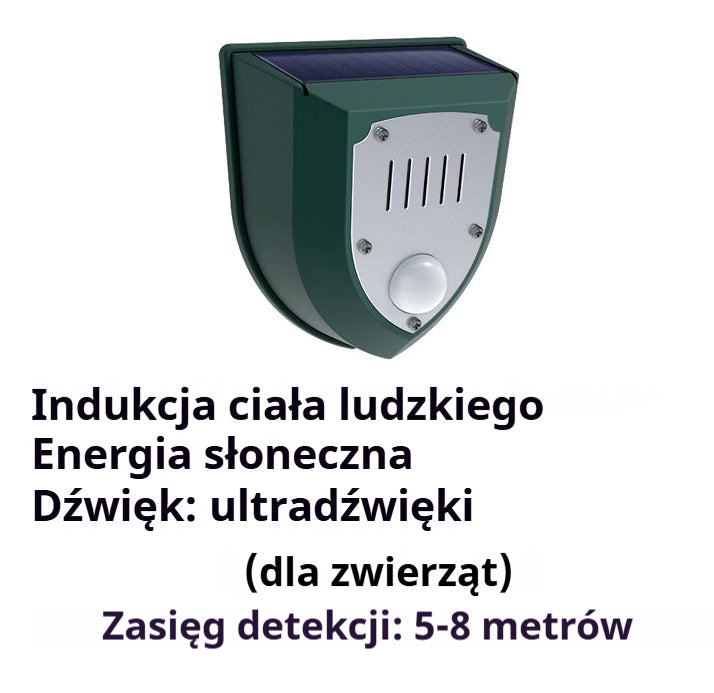 【⚡-50%】🔥Solarny alarm, lampa antykradzieżowa z czujnikiem ruchu, ultradźwiękowy odstraszacz zwierząt