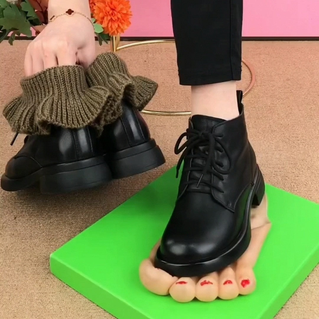 【35-40】Martin botki damskie ze skóry naturalnej na płaskim obcasie i okrągłym czubku 3837982