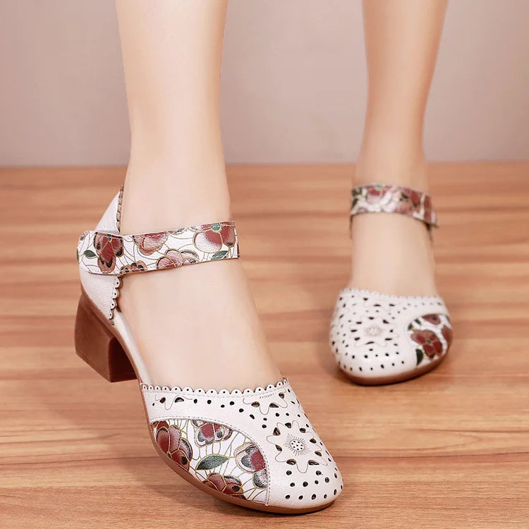 Nowość, bestseller 🔥【35-40】Damskie sandały na obcasie z miękkiej skóry 2025