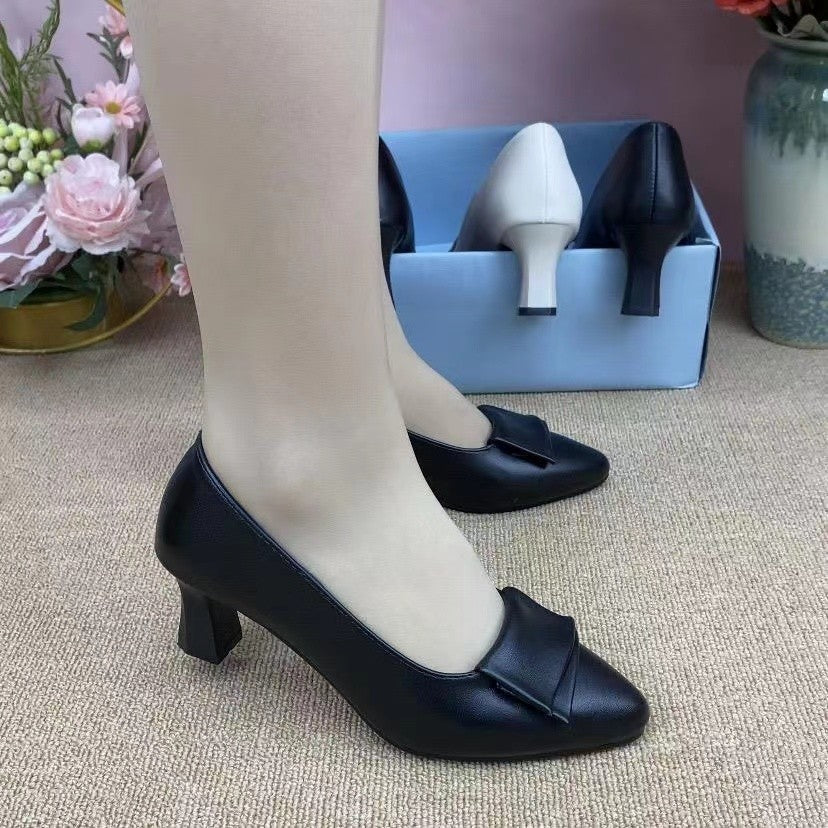 (Gorąca wyprzedaż)【35-41】Modne i eleganckie damskie buty na wysokim obcasie z miękkiej skóry_3616734