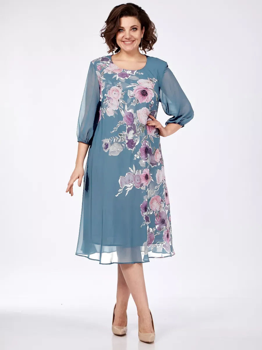 🌸 49% zniżki 💥💕【S-5XL】2025 Elegancka wiosenna sukienka z szyfonu z kwiatowym nadrukiem🌷