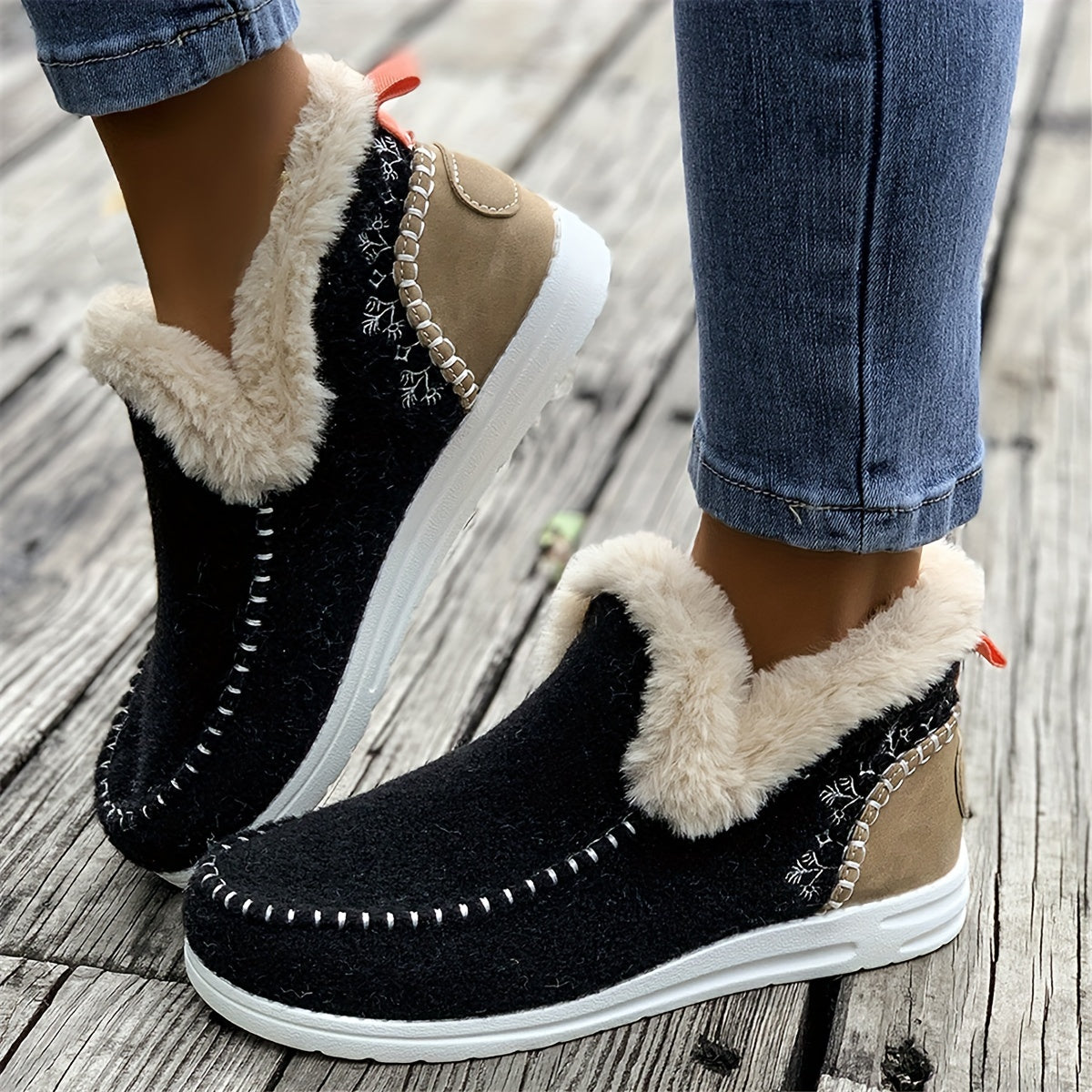 【36-43】2024 Nowe krótkie buty damskie z podszewką z pluszu 3767925