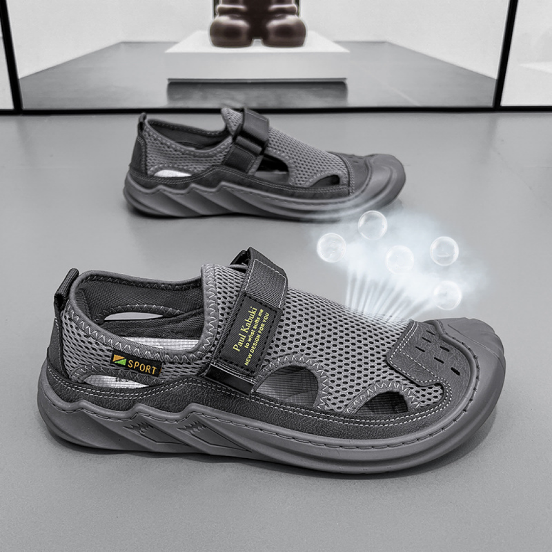 šBaotou mÄskie sandaÅy 2024 letnie w nowym stylu z prawdziwej skóry, siateczkowa, oddychajÄ
ca miÄkka podeszwa