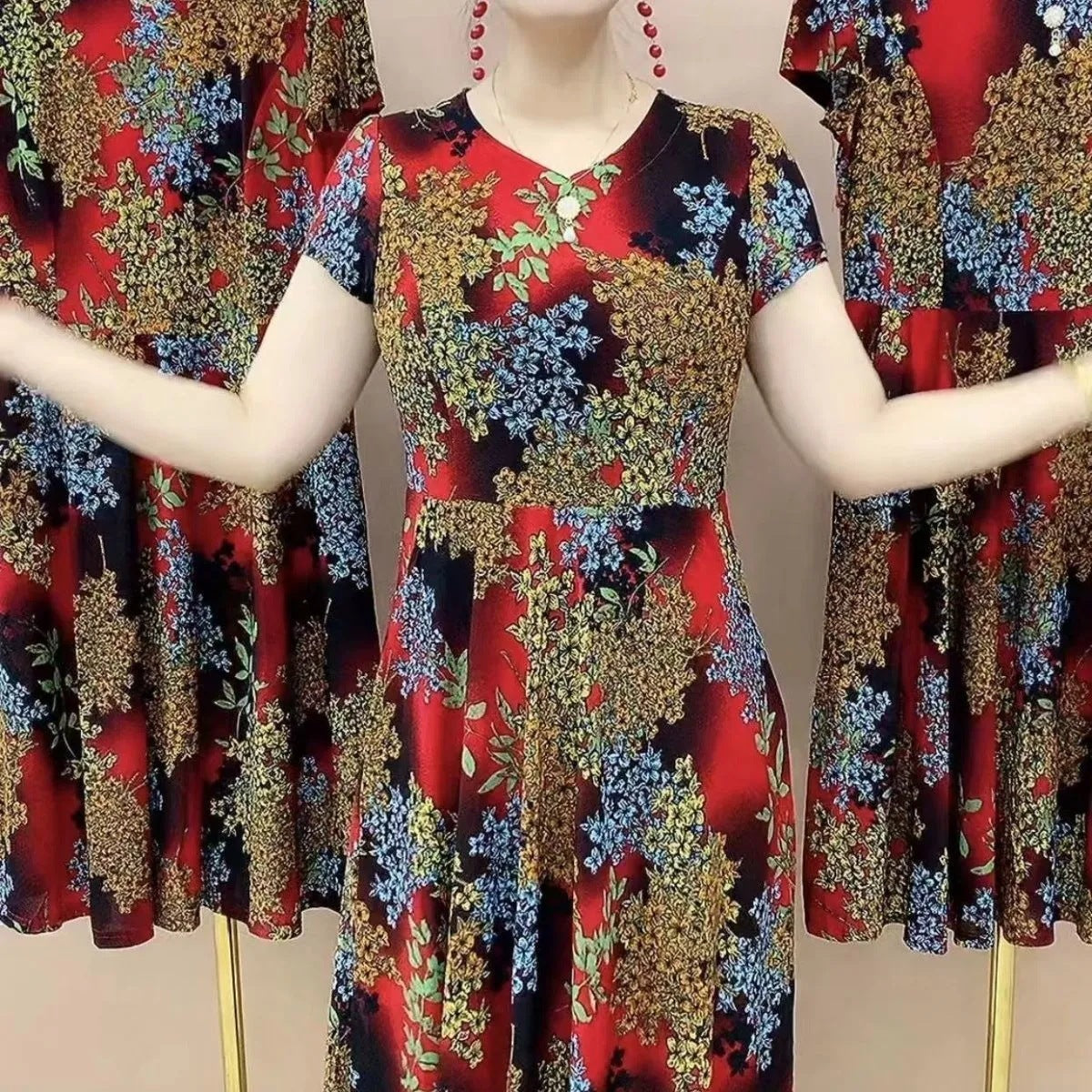 🌺👗2024 Letnia nowa luźna sukienka z lodowego jedwabiu 3733352