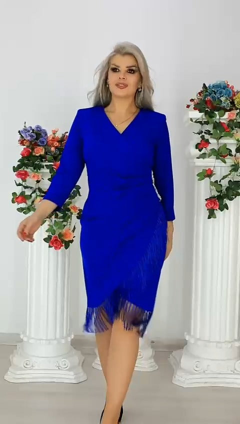 💝Ograniczona oferta - 43% zniżki 👗【S-5XL】🍁Nowa kolekcja na jesień/zimę 2024🍂Wysokiej jakości elegancka sukienka z dekoltem w serek