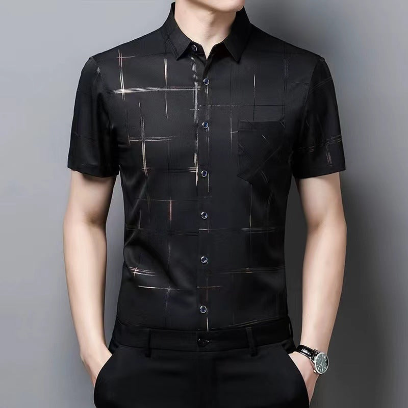 š§š§ ćMateriaÅ lodowego jedwabiuć (M-4XL) MÄska letnia koszula z lodowego jedwabiu--3657358