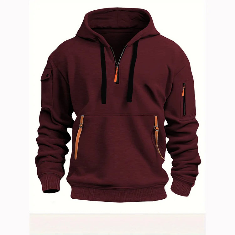 【S-5XL】Męska sportowa bluza z kapturem zapinana na zamek i wiele kieszeni-3770240