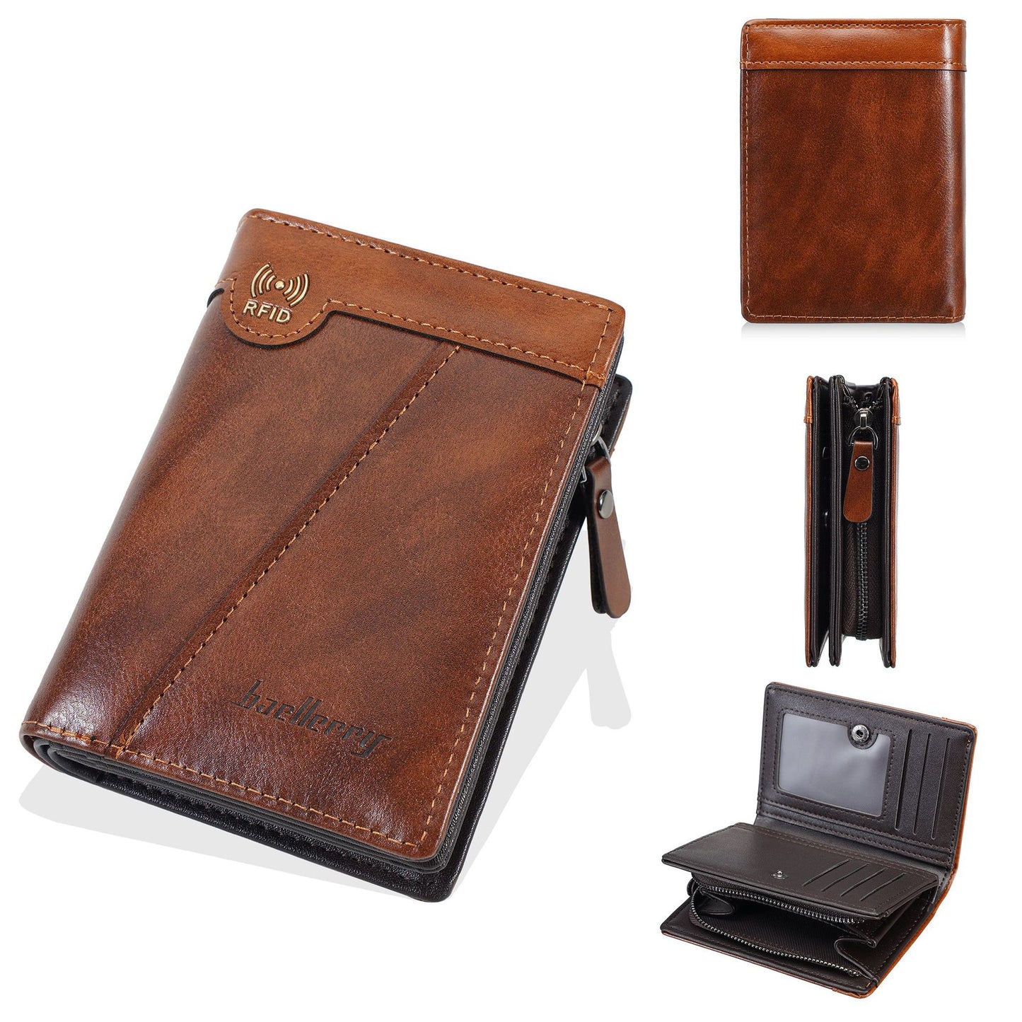 ✨Nowy, najwyższej jakości męski portfel w stylu retro, zapinany na zamek i wyposażony w funkcję RFID zabezpieczającą przed kradzieżą.