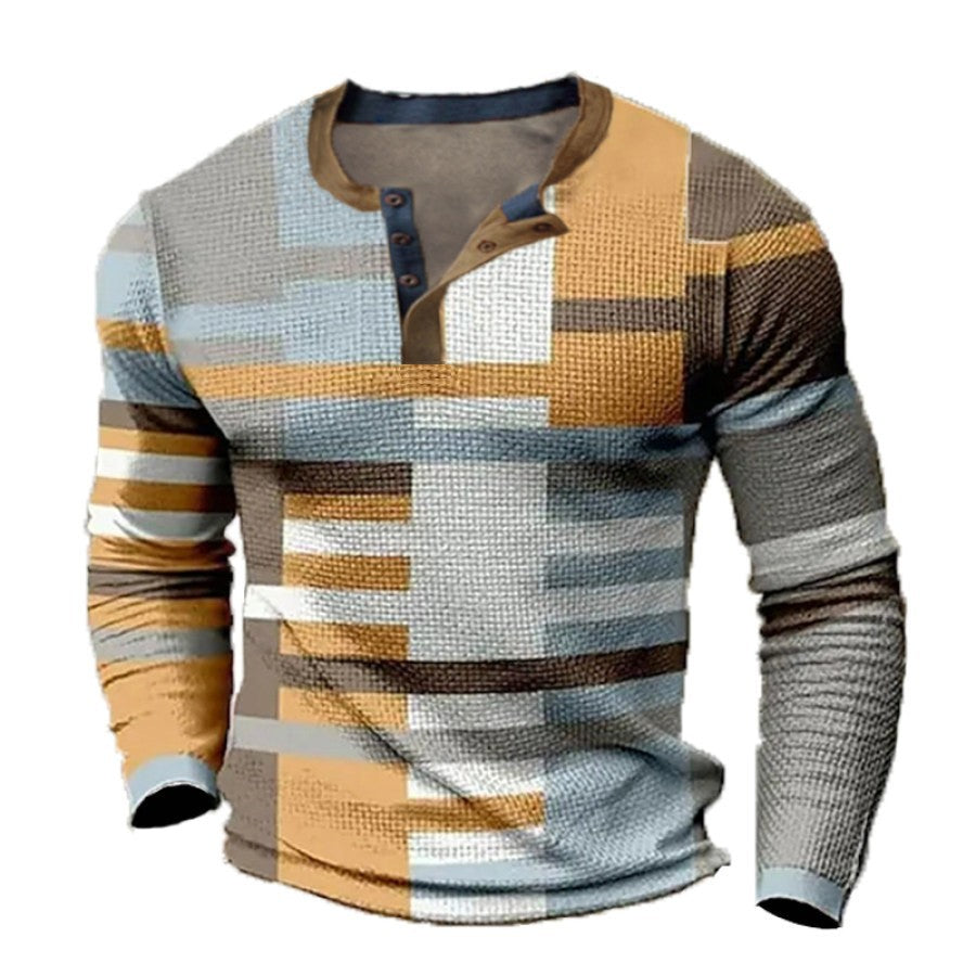 【S-4XL】Męska koszulka polo z długim rękawem i nadrukiem 3753769