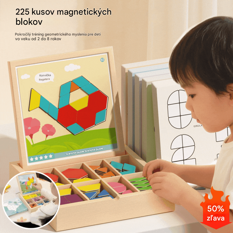 👶🌈🧩【128 piezas】🔥Juguete de rompecabezas tangram de madera magnético, entrenamiento cerebral y juguete educativo para niños, estimula el pensamiento