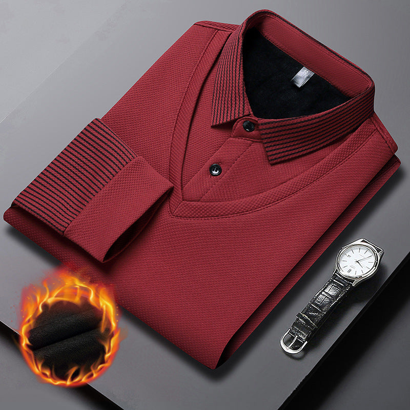【⚡Obniżka 120 zł】【M-4XL】Dwukolorowa koszulka POLO z paskami i efektem fałszywej warstwy
