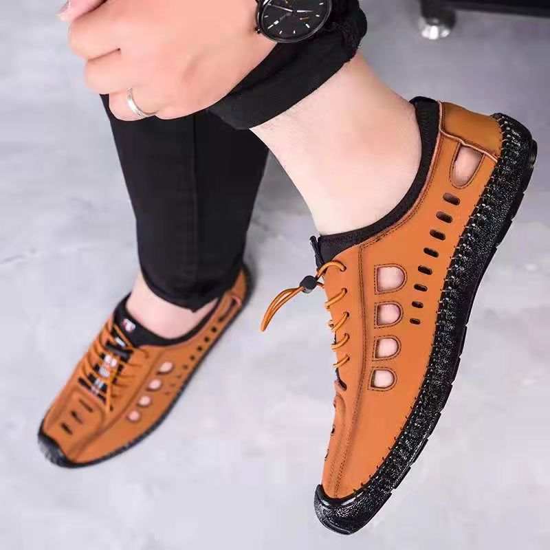 【39-44】Męskie letnie sandały Oddychające sandały z miękką podeszwą--3690286