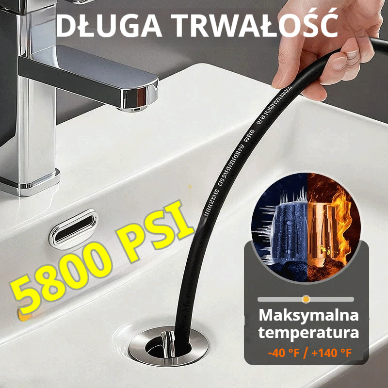 🔗 Narzędzie do czyszczenia rur z możliwością podłączenia do myjki samochodowej 🚰 Czyścik odpływu do łazienki/kuchni 🧹 Strumień wody pod wysokim ciśnieniem do szybkiego udrażniania, odporny na ciśnienie i szczelny 💧 Niezbędny w każdym domu