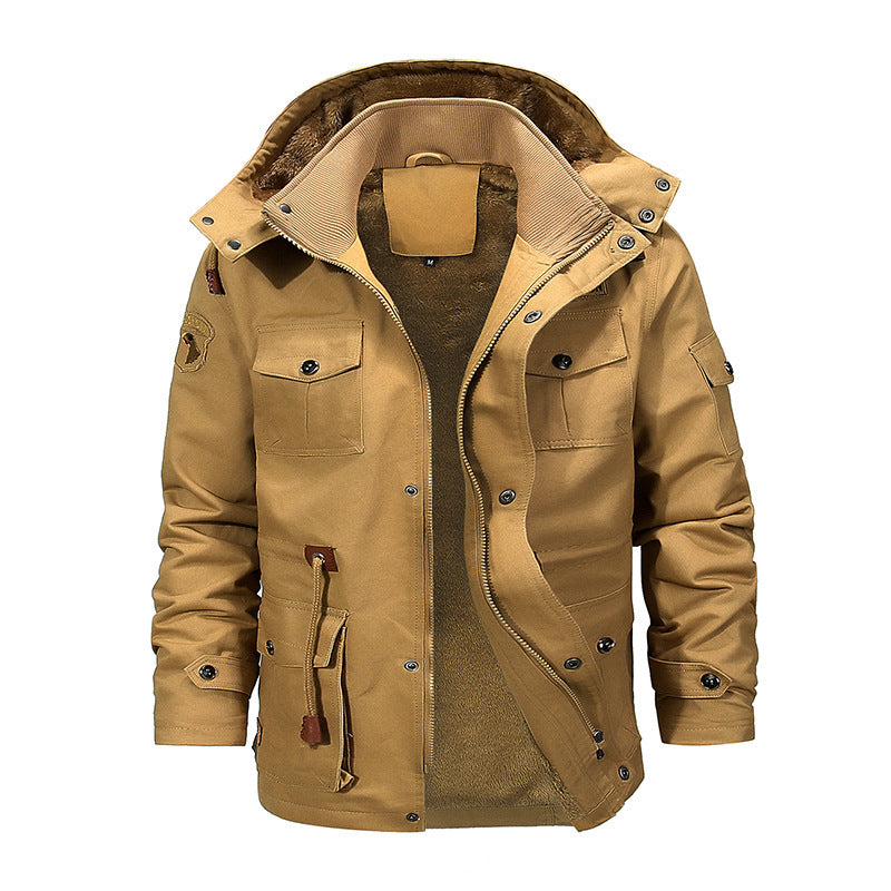 🧥 【M-5XL】 2024 Jesienno-zimowa modna męska kurtka z kapturem, pogrubiona aksamitna 3793908