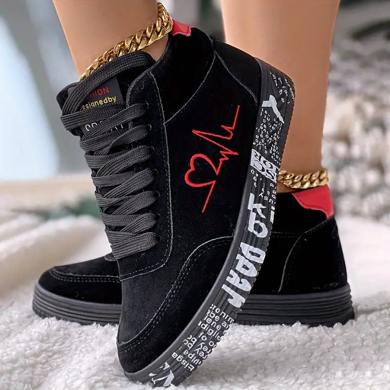 【35-44】Damskie buty sportowe w kształcie serca wygodne sznurowane buty sportowe z miękką podeszwą i grubym dnem 3707104