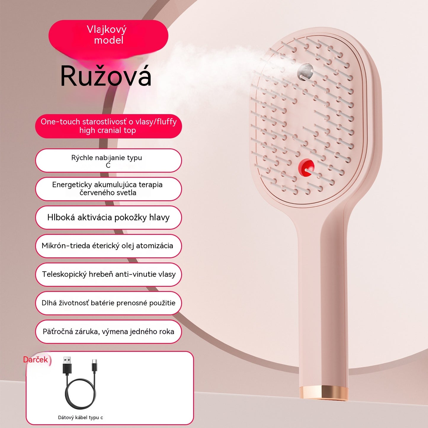 💖💨Češalj s funkcijom prskanja jednim gumbom koji učinkovito sprječava zapetljavanje kose.