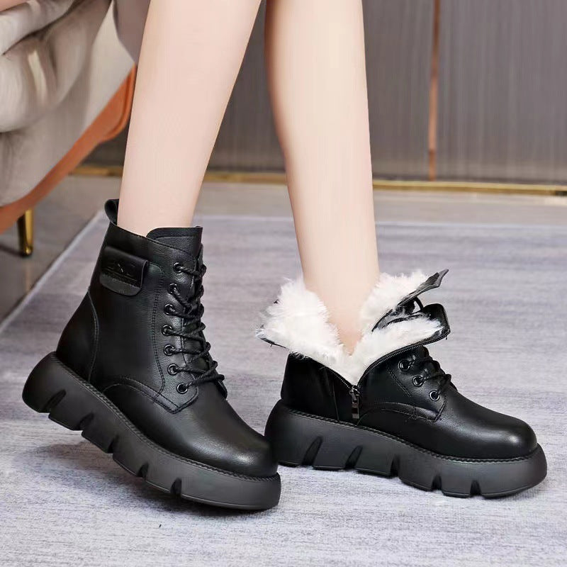 ⛄️👢【35-40】Nowe zimowe buty na grubą podeszwę i aksamitne ciepłe śniegowce z miękką podeszwą, wodoodporne i antypoślizgowe 3831753