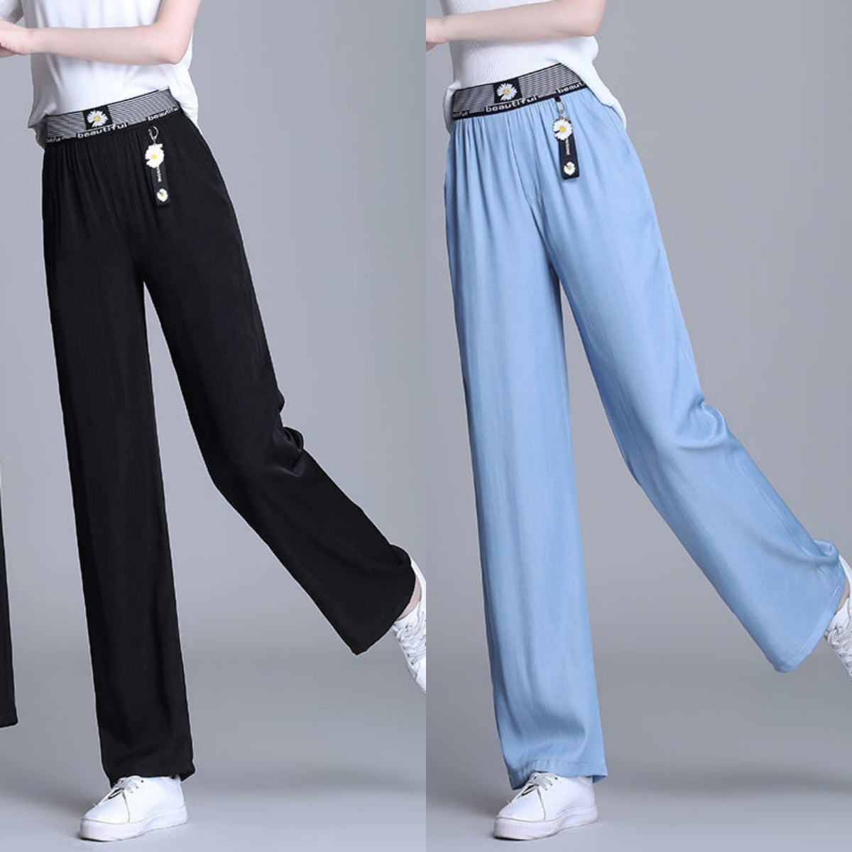 Kup jeden i otrzymaj drugi gratis👖Jedwabne jeansy z wysokim stanem i szerokimi nogawkami Ice