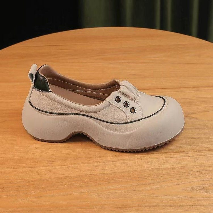 👟👟【35-40】2025 Nowy styl mody Wygodne grube podeszwy skórzane codzienne buty sportowe