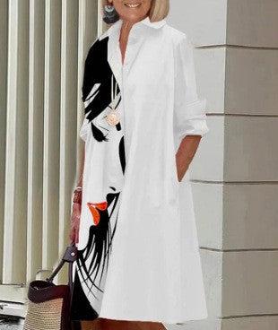 💖[50% zniżki] 👗[S-3XL] Nowa, modna damska sukienka z kołnierzykiem stójkowym, z nadrukiem, modna i elegancka, uniwersalna
