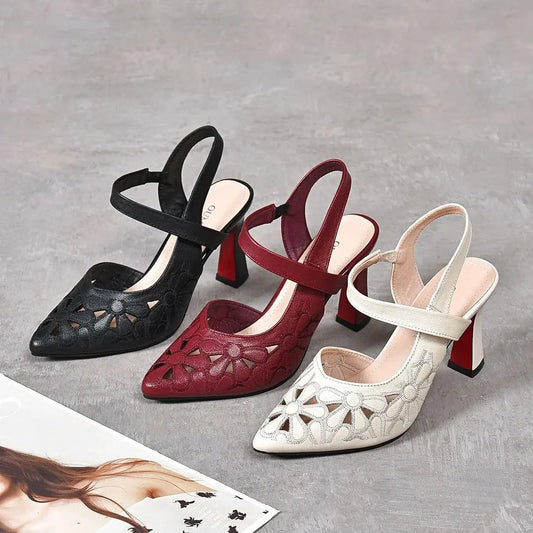 🥰🔥【35-41】Novi stil štikle, udobni špicasti vrh, jednobojne, elegantne sandale s otvorenim leđima
