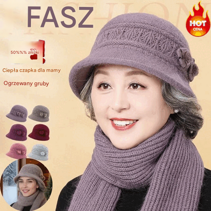 🧶Czapka + szalik🧶 Ciepły towarzysz na zimę: ciepła dziergana czapka