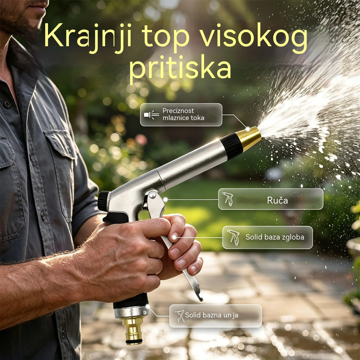 🏠💦 Visokotlačni vodeni pištolj – idealan za pranje automobila, zalijevanje vrta, čišćenje fasada i vanjskog namještaja 🌿🚘