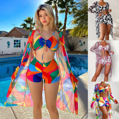 【Oferta limitată】👙 Nowy modny trzyczęściowy kostium kąpielowy, komfortowy i dostępny w wielu kolorach