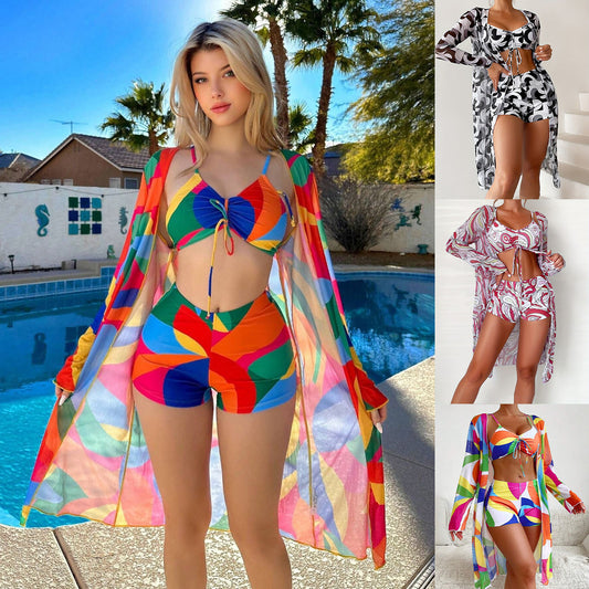 【Oferta limitată】👙 Nowy modny trzyczęściowy kostium kąpielowy, komfortowy i dostępny w wielu kolorach