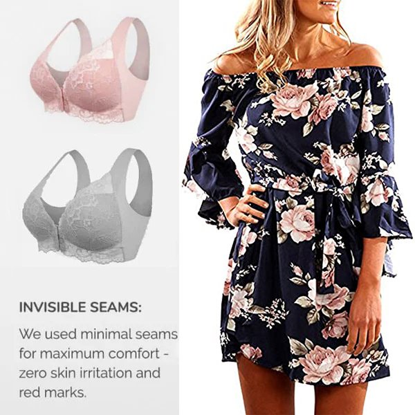 😍【50% zniżki】【Zestaw 3-częściowy】Wygodny damski seksowny koronkowy biustonosz, bezszwowy, zapięcie z przodu na zatrzask